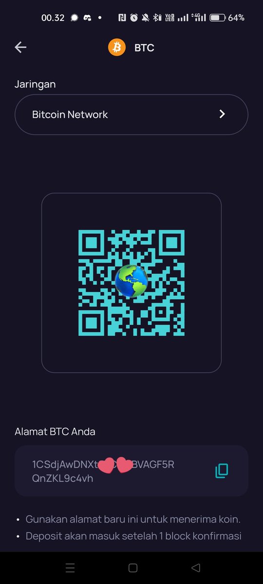 >>>>sistem meregenerasi alamat/address untuk kalian

>alamat Blockchain bitcoin kalian 

kalau kalian memilih koin lain maka sistem akan meregenerasi alamat/address blockchain sesuai yang akan kalian pilih koin nya 

Nah silahkan alamat/address nya kalian copy paste atau scan
