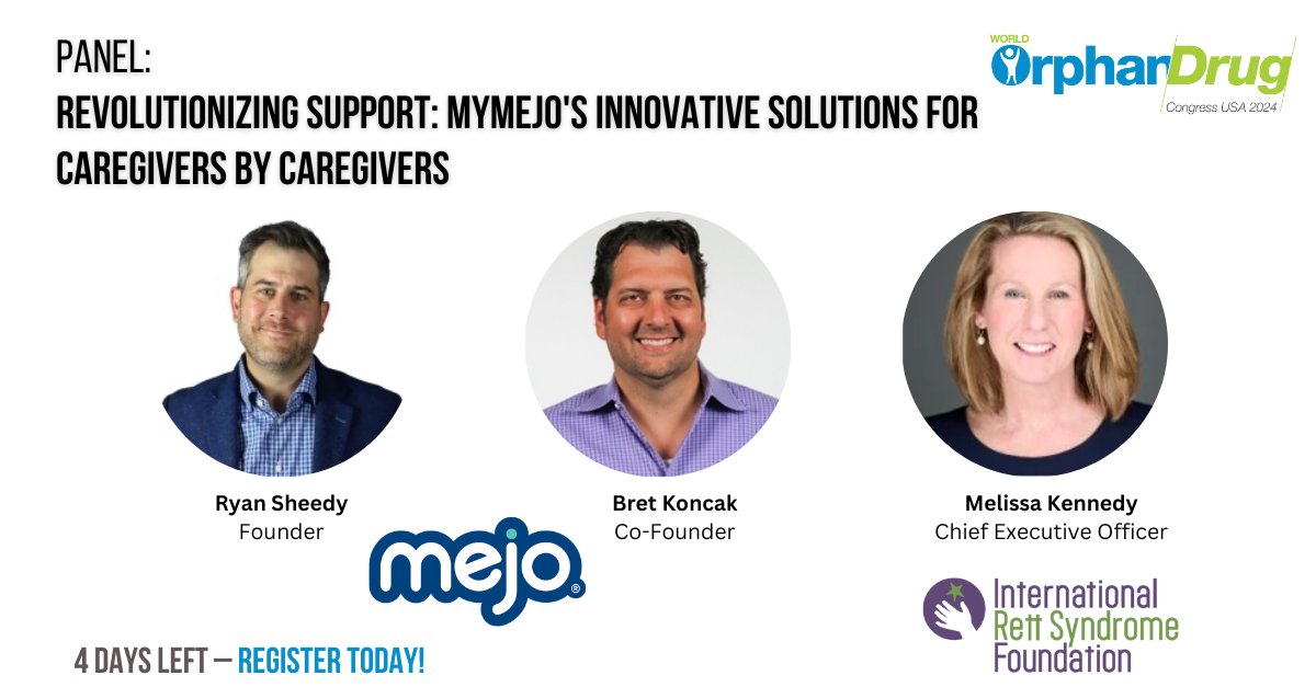 #WorldOrphanUSA is just 4 days away! ⏳ Learn about the impact of AI & Digital Health in the #raredisease space with our panel: 'Revolutionizing support: MyMejo's innovative solutions for caregivers by caregivers', with MyMejo & @Rettsyndrome. Register: tinyurl.com/ytf27dud