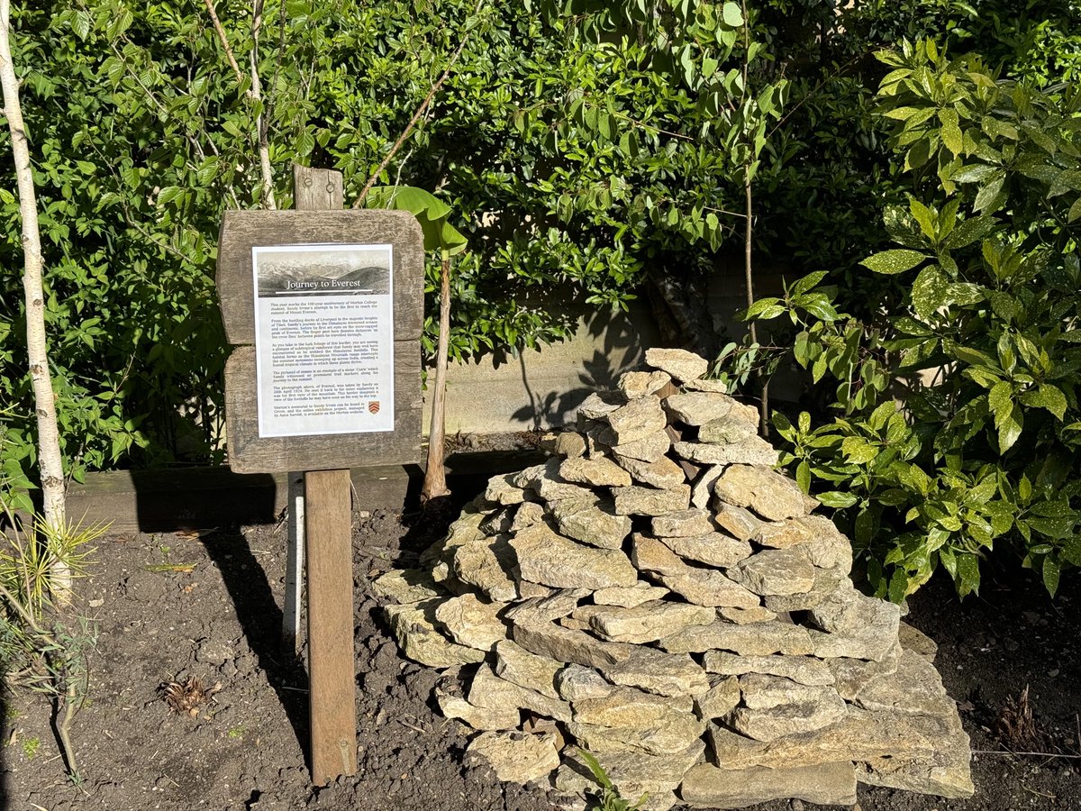 Lucille Savin, Head Gardener ⁦@MertonCollege⁩ and her team have created a wonderful installation to recall Sandy Irvine’s journey to Everest in 1924. #Everest24