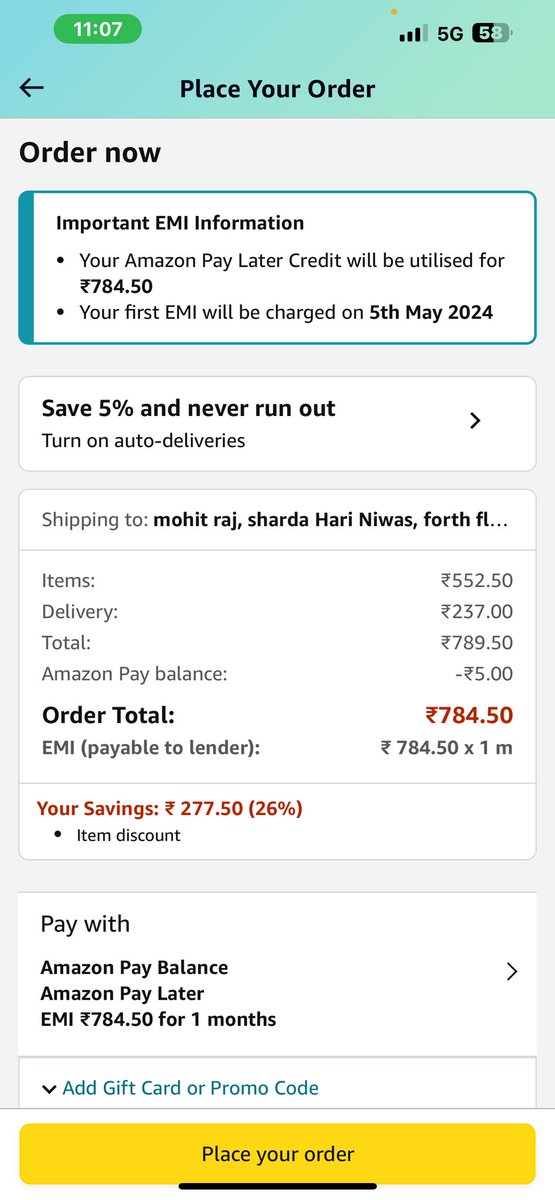mohit37184752's tweet photo. When I tried to order from amazon above 499 order, this was showing free delivery, while processing the order at automatically added 237 delivery charges.  Ref the screenshots #amazon #Flipkart #socialmedia https://t.co/eR5Bzi5T8z