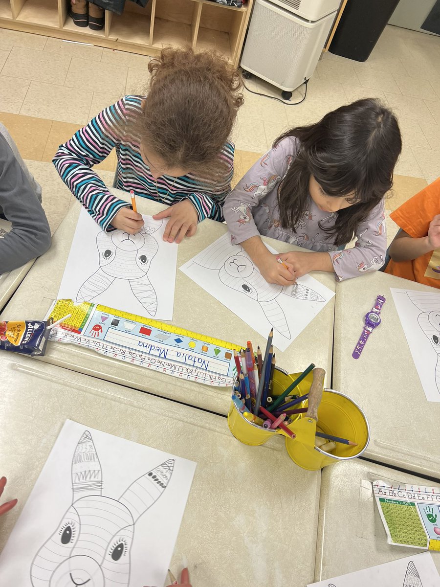 MsHuynh_'s tweet photo. Easter bunny line art turned out amazing! 🐰 Can your child spot their bunny creation? @StRitaRock1 https://t.co/R9hoEOZRzb