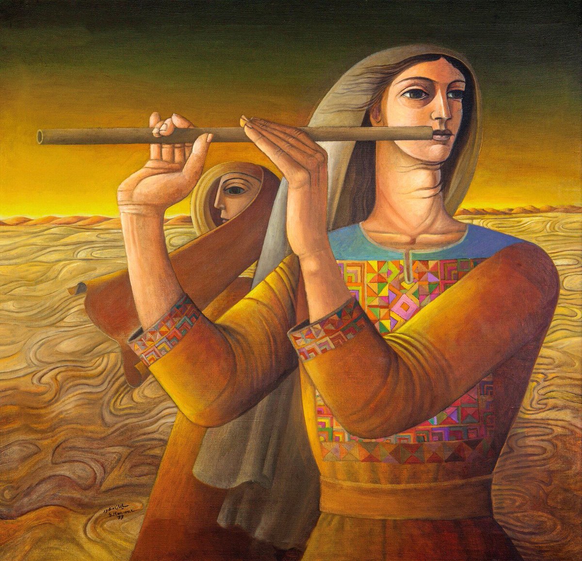 DESERT TUNES, Sliman Mansour, 1977