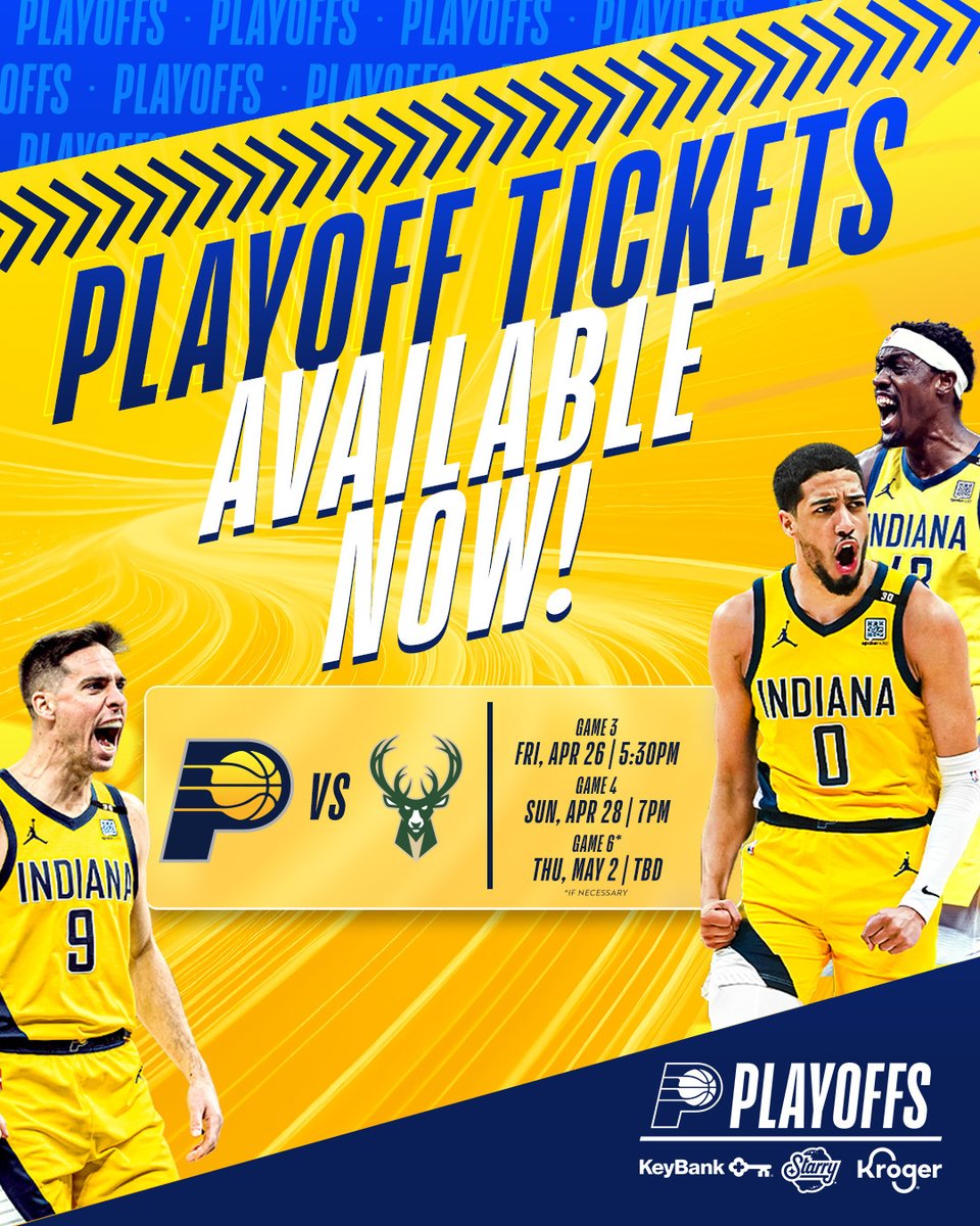 🗣️ it's time to get PLAYOFF LOUD tickets are now on sale for our first-round series against the Bucks. Pacers.com/Playoffs