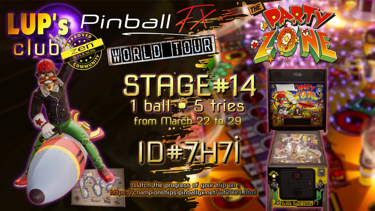 LUPsClub's tweet photo. World Tour 2024 Championship | Party Zone | 1 ball | 5 tries
This tournament is open to everyone and counts towards the LUP's Club General Leaderboard. Take a look here: https://t.co/P5Sr2ashZn or https://t.co/8OAiVqRUfD
Tournament ID : 7H7I (I as inlane)
Have fun ! 📷 https://t.co/d0V4WAqMFg