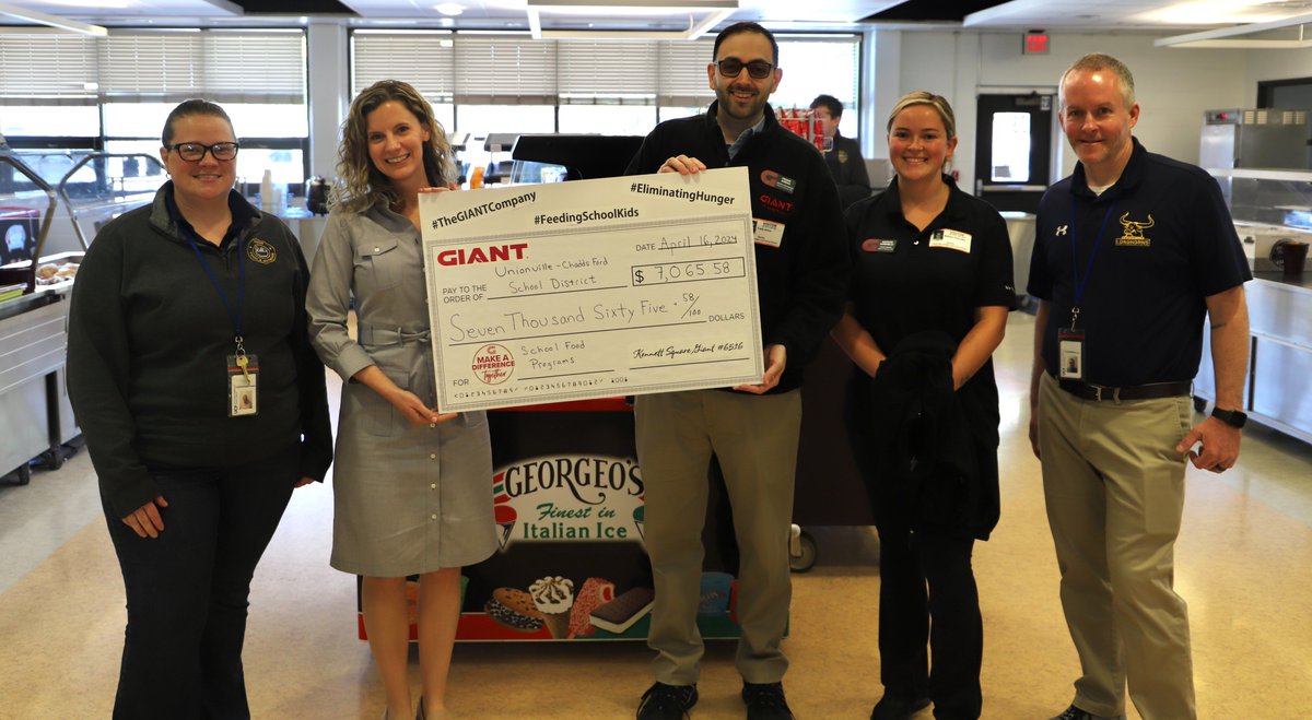 Through @GIANT’s Feeding School Kids initiative, UCFSD received $7,065.58 to expand our school food programs. Thank you, GIANT, for helping us ensure all students have access to the nutrition they need to thrive! #FeedingSchoolKids #EliminatingHunger #TheGIANTCompany