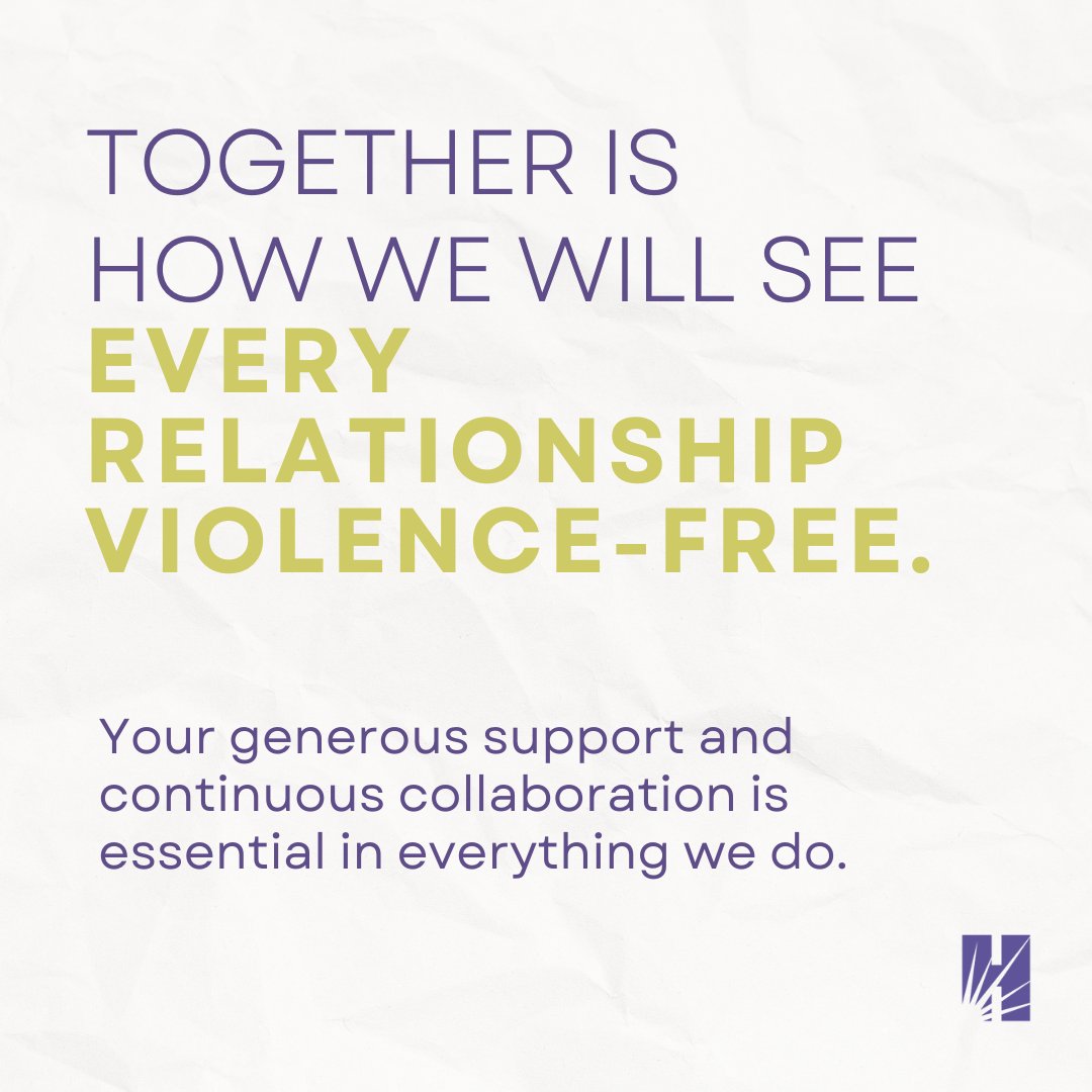 Our vision is clear: Every Relationship Violence-Free.
 
Your partnership and collaboration with us is how we create a safer tomorrow. Together, with your support, we work towards a future where every relationship is violence-free. 

To learn more, visit hubbardhouse.org/partner-with-h…