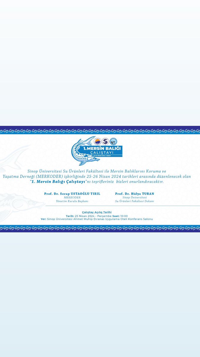 Çalıştayımıza az bir zaman kaldı, sizleri Türkiye’nin en kuzeyinde ağırlamaktan büyük mutluluk duyacağız. <a href="/sinopunisufak/">Sinop Üniversitesi Su Ürünleri Fakültesi</a> <a href="/sufakdekanlar/">Su Ürünleri Dekanları</a> <a href="/maatalay/">Dr. M. Altuğ ATALAY</a> <a href="/bsgmtr/">Balıkçılık ve Su Ürünleri Genel Müdürlüğü</a> <a href="/balikhaber/">Balık Haber 🐟</a>