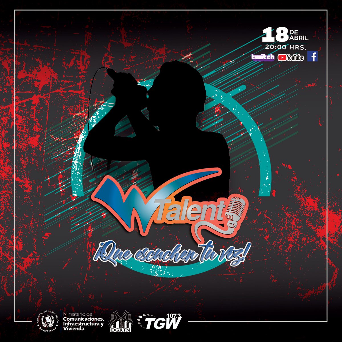 RadioTGWTV's tweet photo. #WTalent presentará a sus primeros cinco concursantes este 18 de abril a las 20 horas, podrás ver el programa a través de Youtube de #TGW, en la 107.3 y en el canal Guatemala TV.
@GuatemalaGob @MICIVIguate https://t.co/NpvtoybQBY
