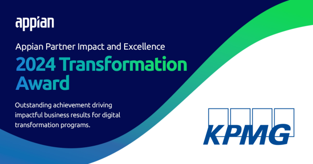 jenmariesd's tweet photo. .@KPMG_US has received the Appian 2024 Transformation Award for its commitment to support clients in complex, multi-year transformational journeys in multiple industries, including Financial Services, Life Sciences, and State and Local governments. https://t.co/whY30Osy1D https://t.co/urS7KICGZk