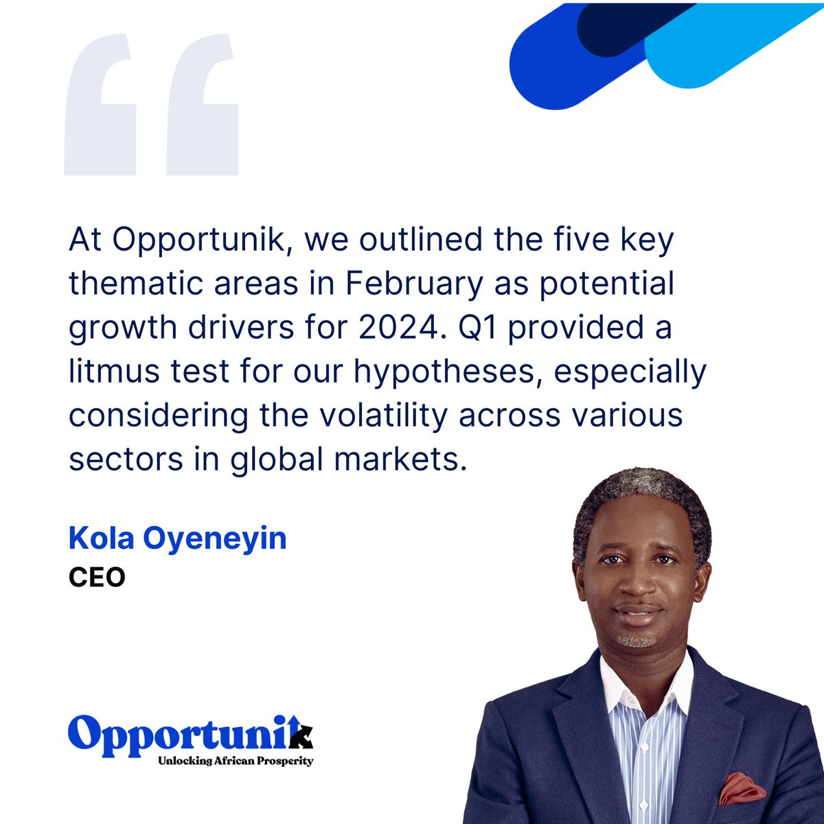 opportunik's tweet photo. At Opportunik, our forward-thinking approach delivers exceptional returns for our investors. Explore our range of funds and unlock your growth potential.
Learn more about our approach in our Q1 report. Link in bio.
#OGFProsperity #InvestInAfrica #UnlockingAfricanProsperity https://t.co/BdwX6xlWp6