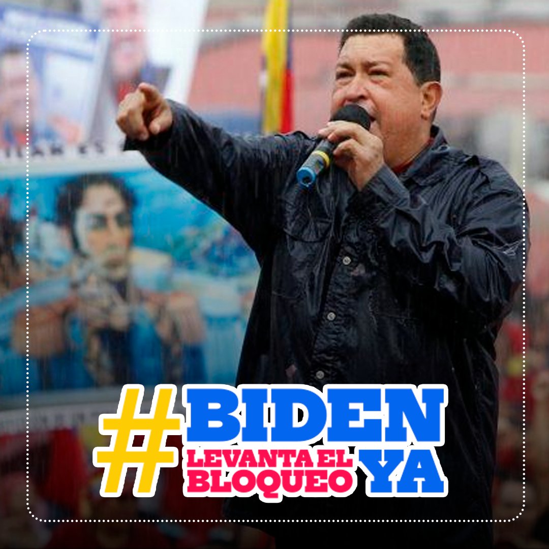 yvangil's tweet photo. Venezuela, pueblo de libertadores y fiel al legado de Chávez, nunca abandonará la lucha por un mundo multipolar y una Patria Grande unida y libre de chantajes imperiales.  
 
¡No más bloqueos económicos criminales! 
 
#BidenLevantaElBloqueoYa https://t.co/EDkiaTvqxE