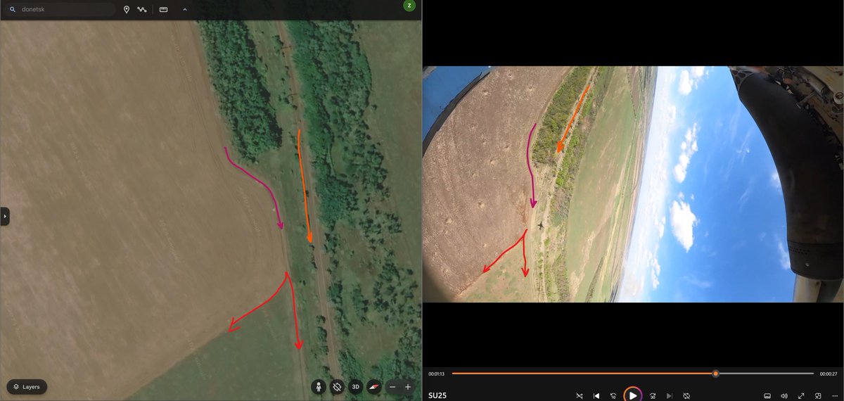 Geolocation of the latest MOD release of SU 25CM3 flying near the Donetsk front. Interestingly the production value has went up, with remote controlled cameras to capture those flare releases. 

48°15'12'N 37°52'24'E

@GeoConfirmed