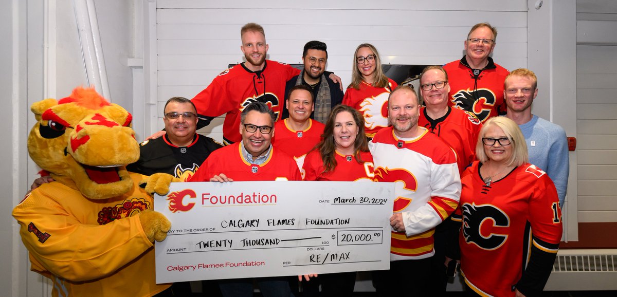 A big thank you goes out to our friends at RE/MAX for their extremely generous $20,000 donation to the @FlamesFdn ❤️