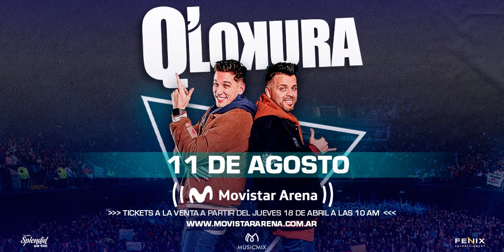 ¿Ustedes querían bailar? @qlokuracbaok en el Arena 💃🏻 🗓️ 11 de Agosto 🎫 VENTA GENERAL: 18 de Abril 10hs