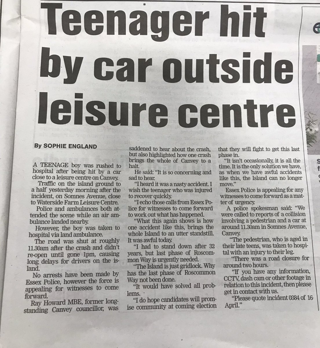 Headline is about a teenager being hit but article mostly about traffic issues….