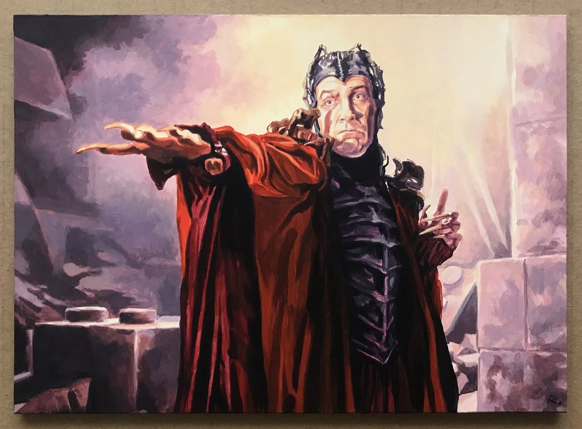 'Stand by for Mind Control!' This original 7' by 5' acrylic painting of David Warner as Evil from the fantastic film Time Bandits is for sale. Free postage in the UK, overseas postage costs apply. £100. #SupportArtists #Painting #NoToAI