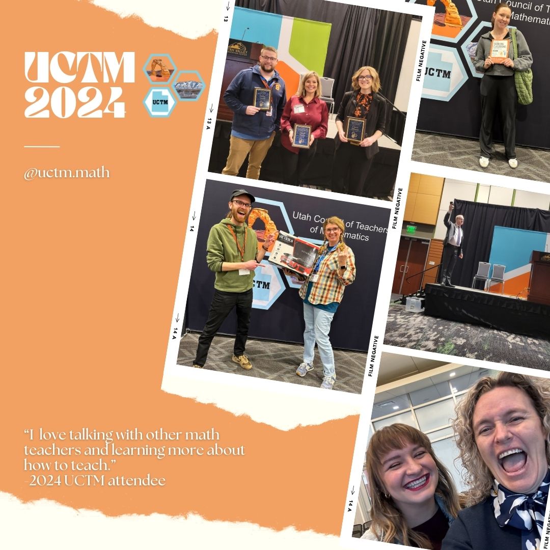 🎉 Remember the incredible moments from the 2024 UCTM Conference? They were a testament to the power of math education! We can't wait to create new memories and continue our journey at the 2025 UCTM Conference. #Mathing #UtahEducators #MtBos #IteachMath #UCTM