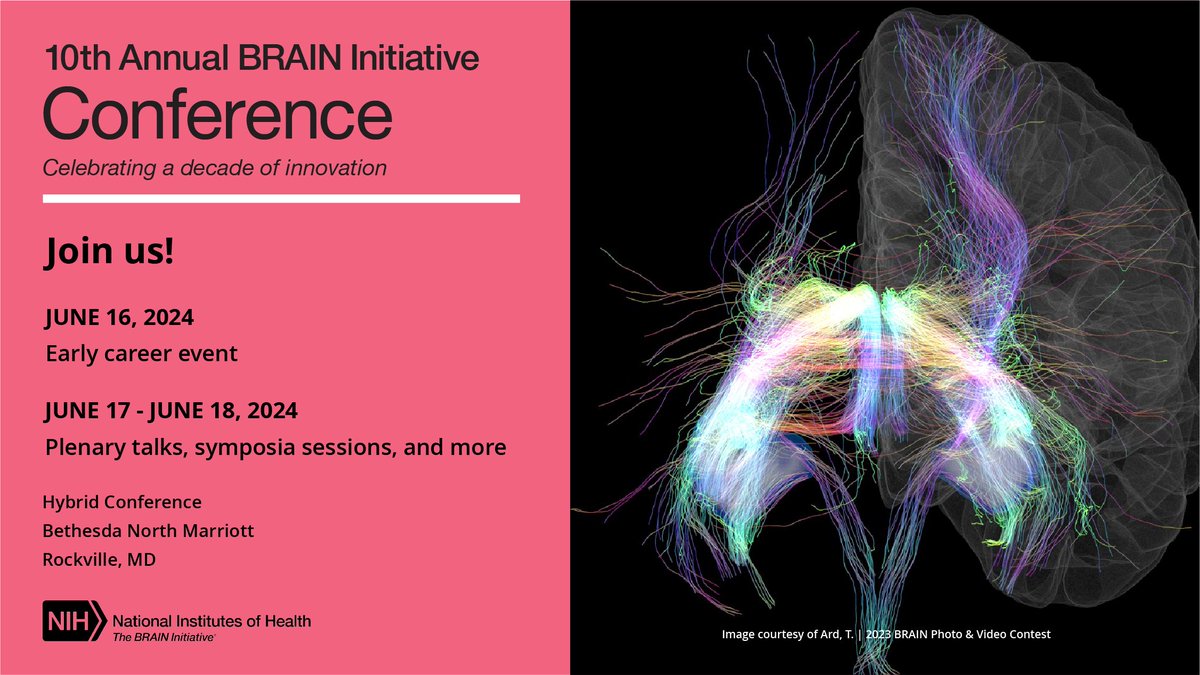 Will we see you presenting in the poster hall at the 10th Annual #BRAINInitiative Conference? Poster abstracts are due in ONE week on April 24. Register and submit your poster today! brainmeeting.swoogo.com/2024/poster-ab… #studyBRAIN #BRAINConference