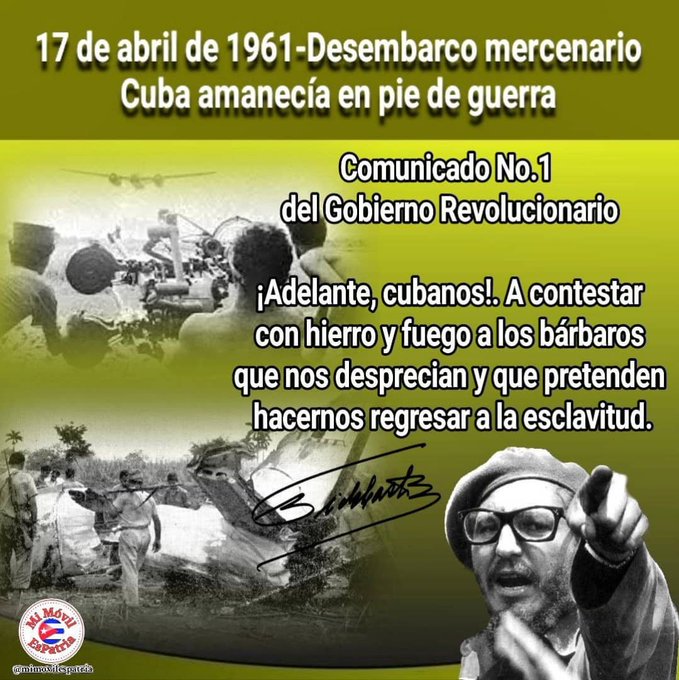 En solo 72 h fue eliminada la invasión a nuestra patria. Con Cuba no te metas!!!
#MejorSinBloqueo
#CubaViveEnSuHistoria
#ConCubaNoTeMetas
#CubaPorLaVida