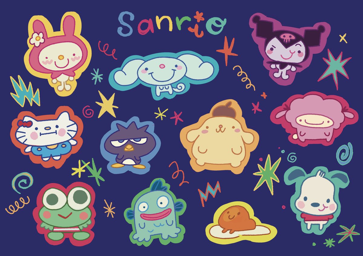 「sanrio sticker sheet   ദ്ദി ˉ͈̀꒳ˉ͈́ )✧ 」|viki 🐿️のイラスト