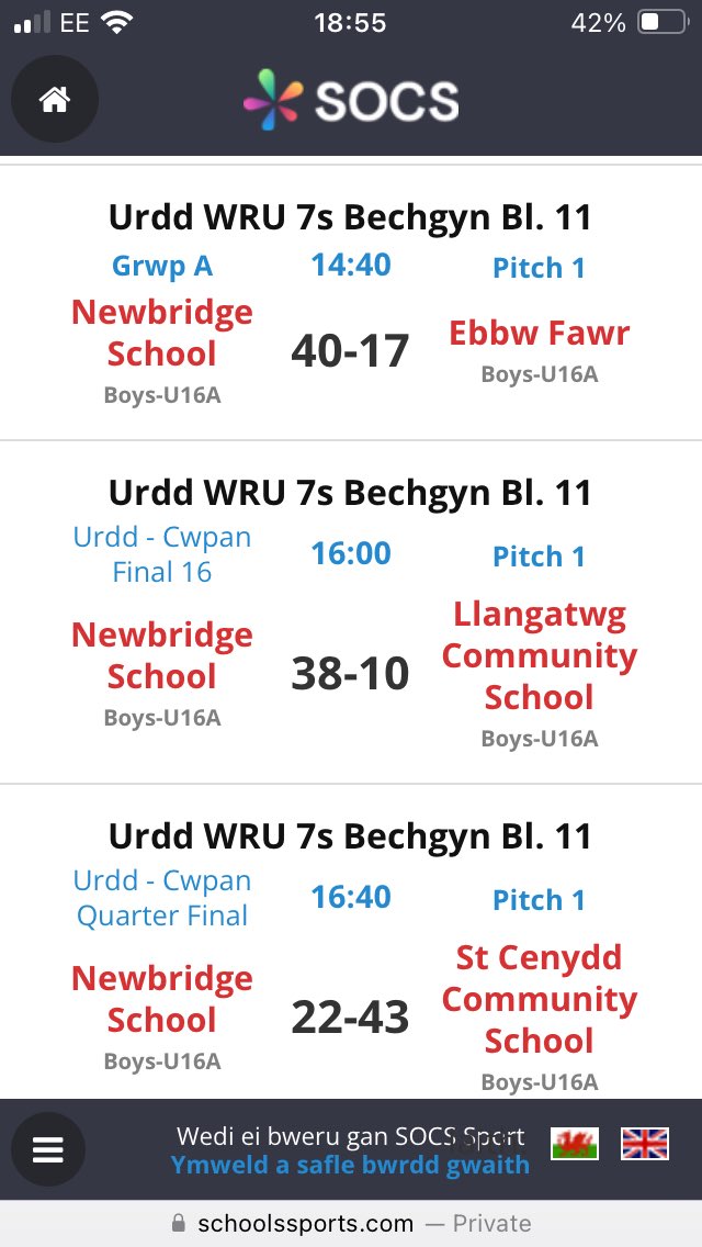 Another fab day of 7’s rugby @UrddWRU7 today with year 11. They played some fantastic 7’s throughout the day but lost to a clinical @PE_stcenydd in the Cup 1/4 Final🏉👏