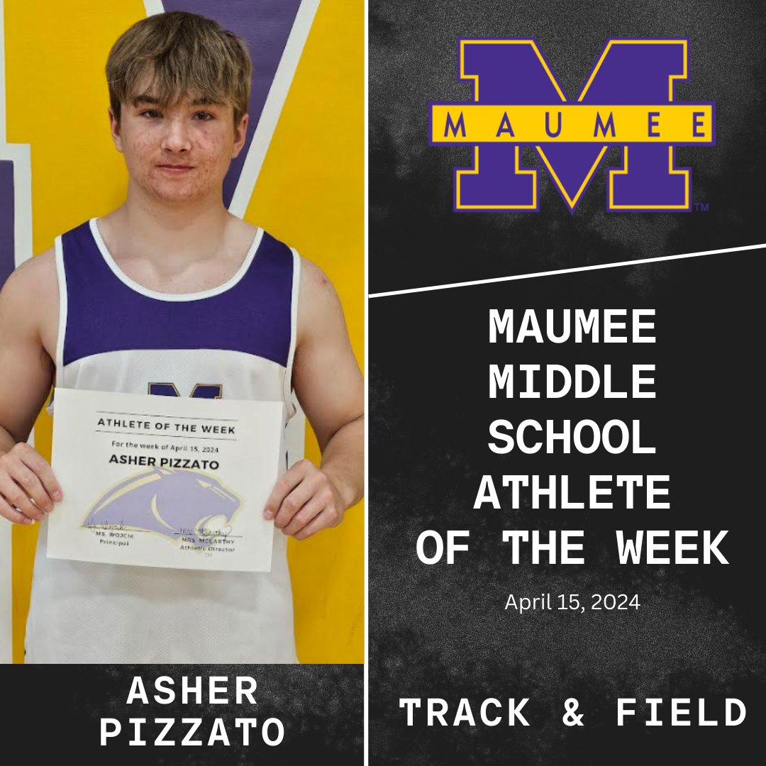 Now that spring sports are underway, we have Maumee Middle School Athletes of the Week to share with the community!

Congratulations to this week's honoree - track & field athlete Asher Pizzato!

@AthltcMaumee 
@MaumeeMS 
#wearemaumee