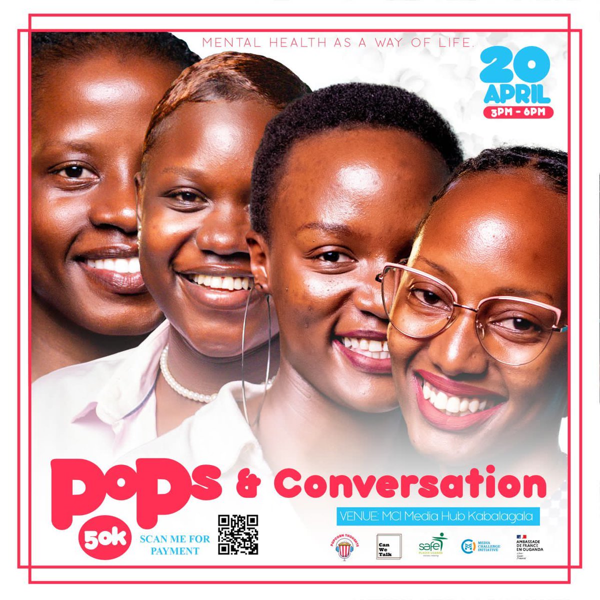 Join us this Saturday, April 20th, for a special live recording of #PopsAndConversation! Our very own @angellalawino will also be there. Secure your spot for just UGX 50,000 UGX ticket.ug/pnc 📍 @mcimediahub, Tirupati Mazima Mall, ⏰ 3 - 6pm #MentalHealthAwareness