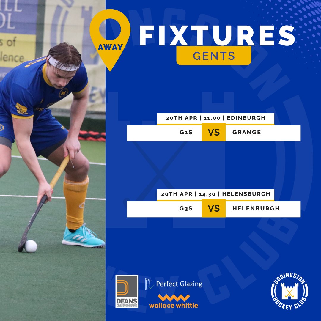 Its almost the final weekend of fixtures! 💙💛 Our U16 girls have a cup final on Sunday at Glasgow Green, get down and support! Deans Civil Engineering L1s are live on UddyTV and the Perfect Glazing G1s and G3s as they finish off their season in style! #uddyfamily @scottishhockey