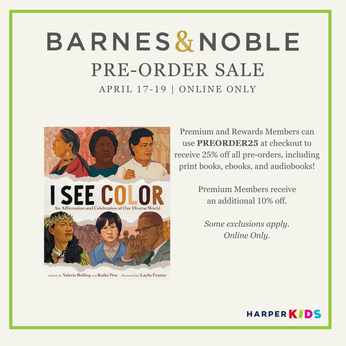 Here's a great opportunity to pre-order #ISeeColor! barnesandnoble.com/w/i-see-color-… @KaileiPew @HarperChildrens @KidlitInColor @Soaring20sPB #BNPreorder