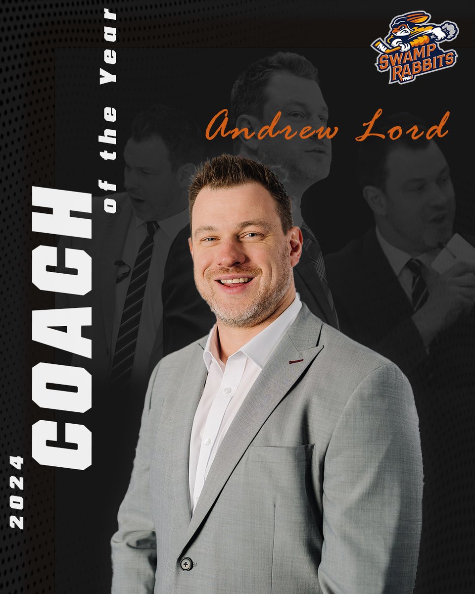 Andrew Lord of the @SwampRabbits is the 2023-24 recipient of the John Brophy Award as the league’s Coach of the Year🏅