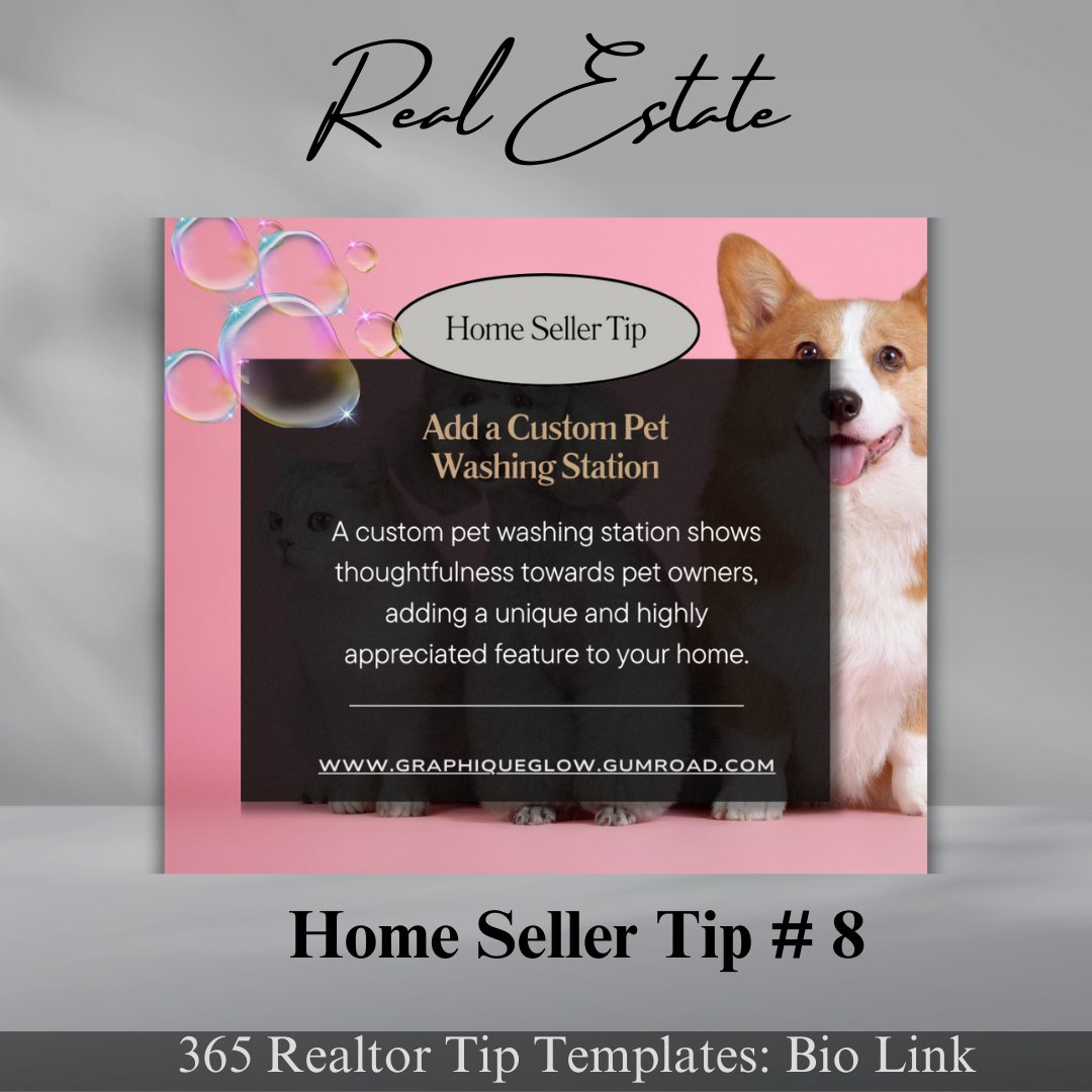 Dominate the real estate market with #HomeSellerTips from GraphiqueGlow! 🏡✨ Discover our daily tips to engage clients and boost sales. Elevate your strategy with our bundle of 365 Instagram home seller tips. Get your templates today - link in bio. 🚀 #RealEstateMarketing