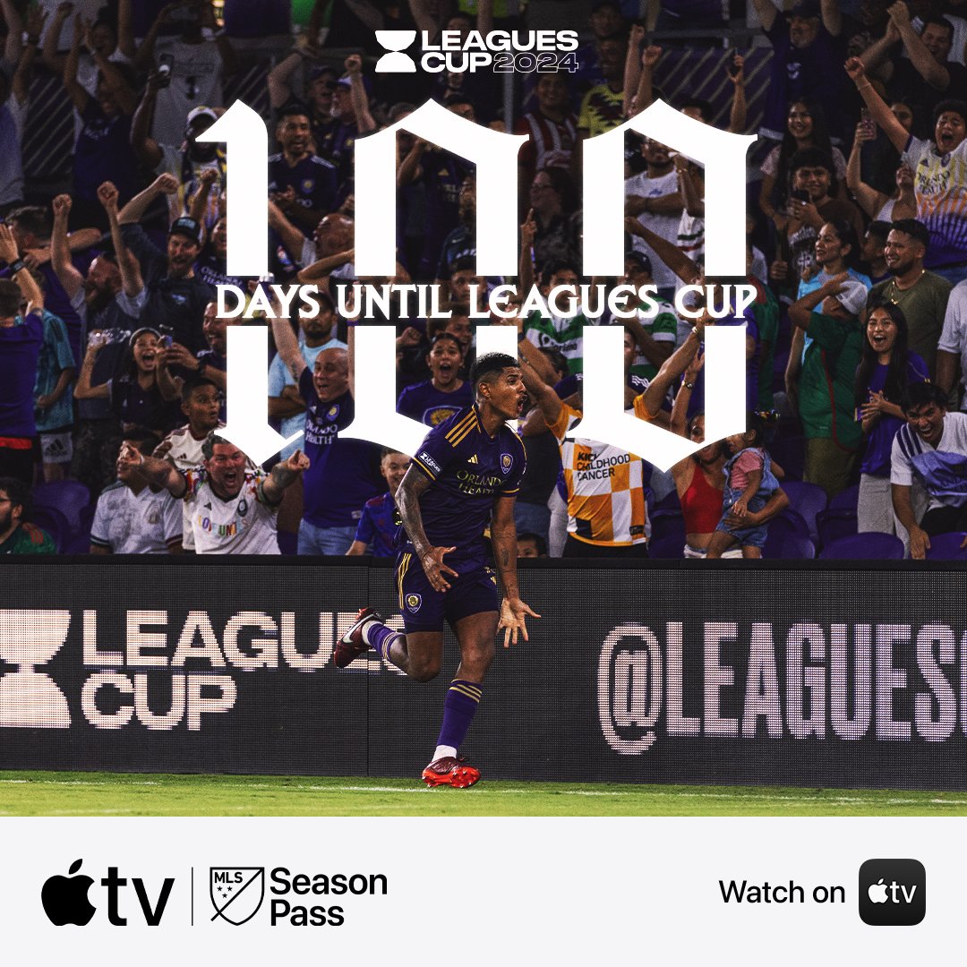 💯 days away Watch every #LeaguesCup2024 match live with #MLSSeasonPass on @AppleTV. @LeaguesCup | #VamosOrlando