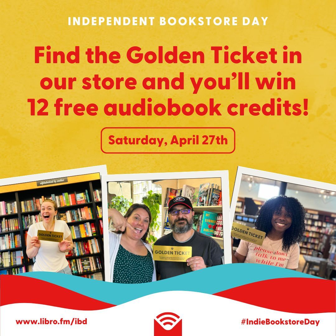 ✨Indie Bookstore Day is Saturday, April 27!✨

This bookish holiday is one of our favorite days of the year. We hope you'll join us!

🫶Meet fellow book lovers
📚Get personalized book recs
🎉Shop IBD merch
👀Search for @librofm's Golden Ticket

Details: bluewillowbookshop.com/IndieBookstore…