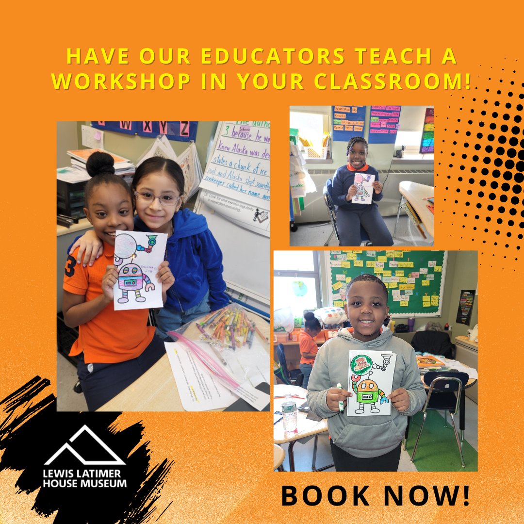 Our educators will come to your school and lead a workshop where students will learn about Lewis Latimer and his inventions through a paper circuit activity. Book now: bit.ly/llhmfieldtrip (Pictured: Students at PS48Q show off their paper circuits)