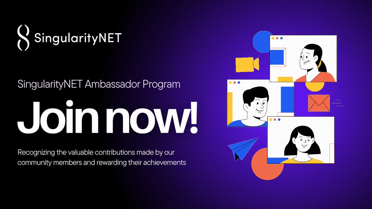 The #SingularityNET Ambassador Program is a community-driven initiative that strengthens the decentralization of our ecosystem, recognizes the valuable contributions made by our community, and rewards their achievements.

Find out how to join at singularitynet.io/ambassador-pro…