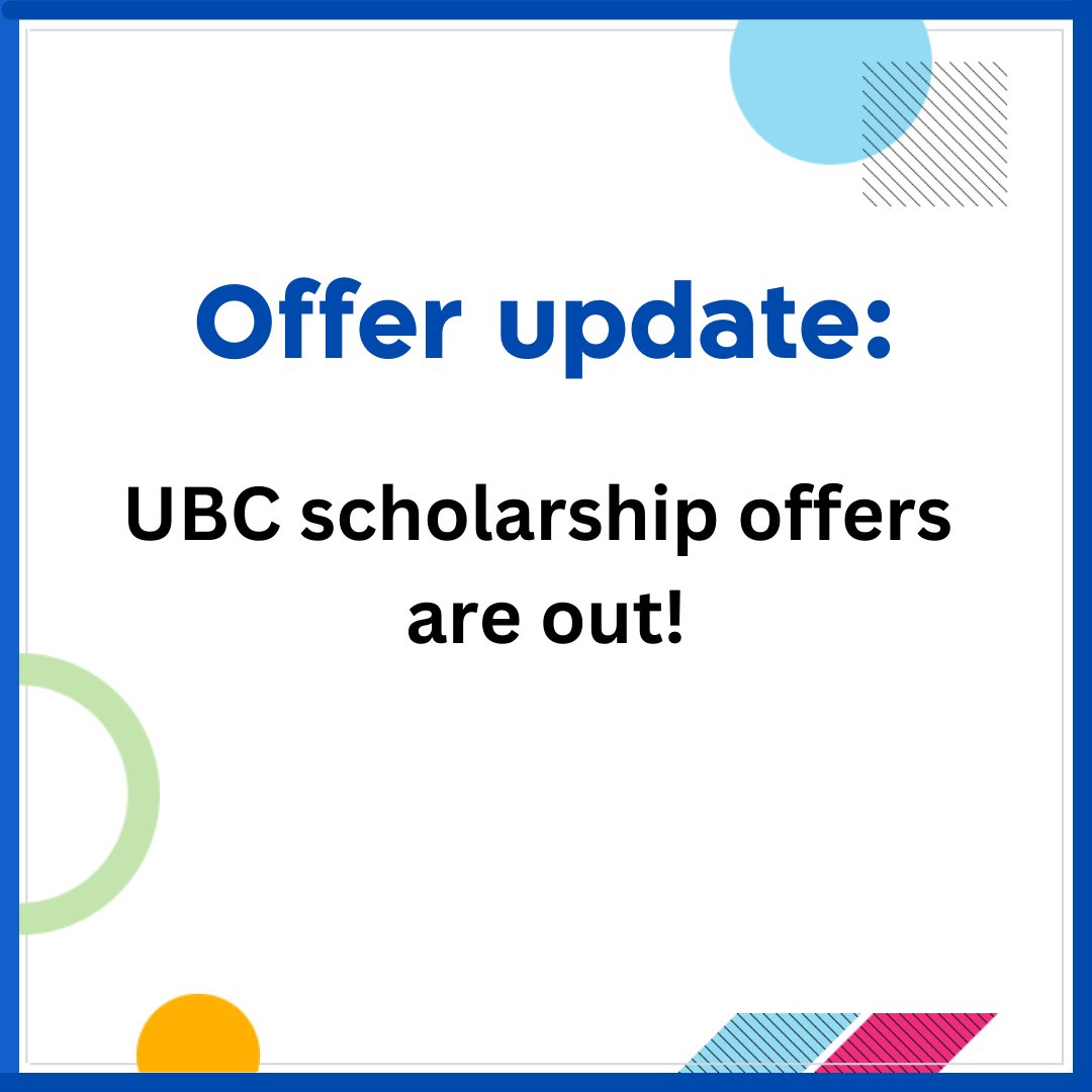 Offer updates: @UBC scholarship offers are out!

#2024SchulichLeaders #LeadersGonnaLead #STEM #Science #Technology #Engineering #Math