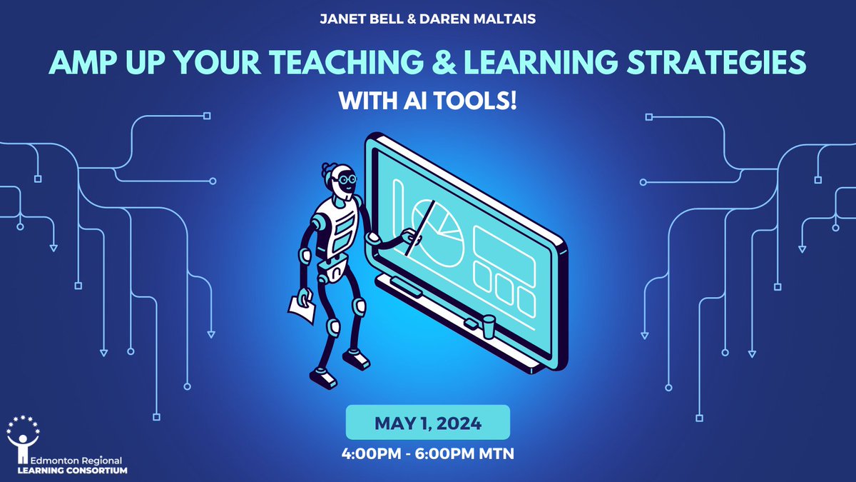 Come join @janetbell & @MrMaltais for a session that will provide you with practical tools, strategies & guides to help you navigate the shifting-sands of AI-augmented teaching & learning! Learn more/register: bit.ly/ERLC24TI163 #techintegration #edtech