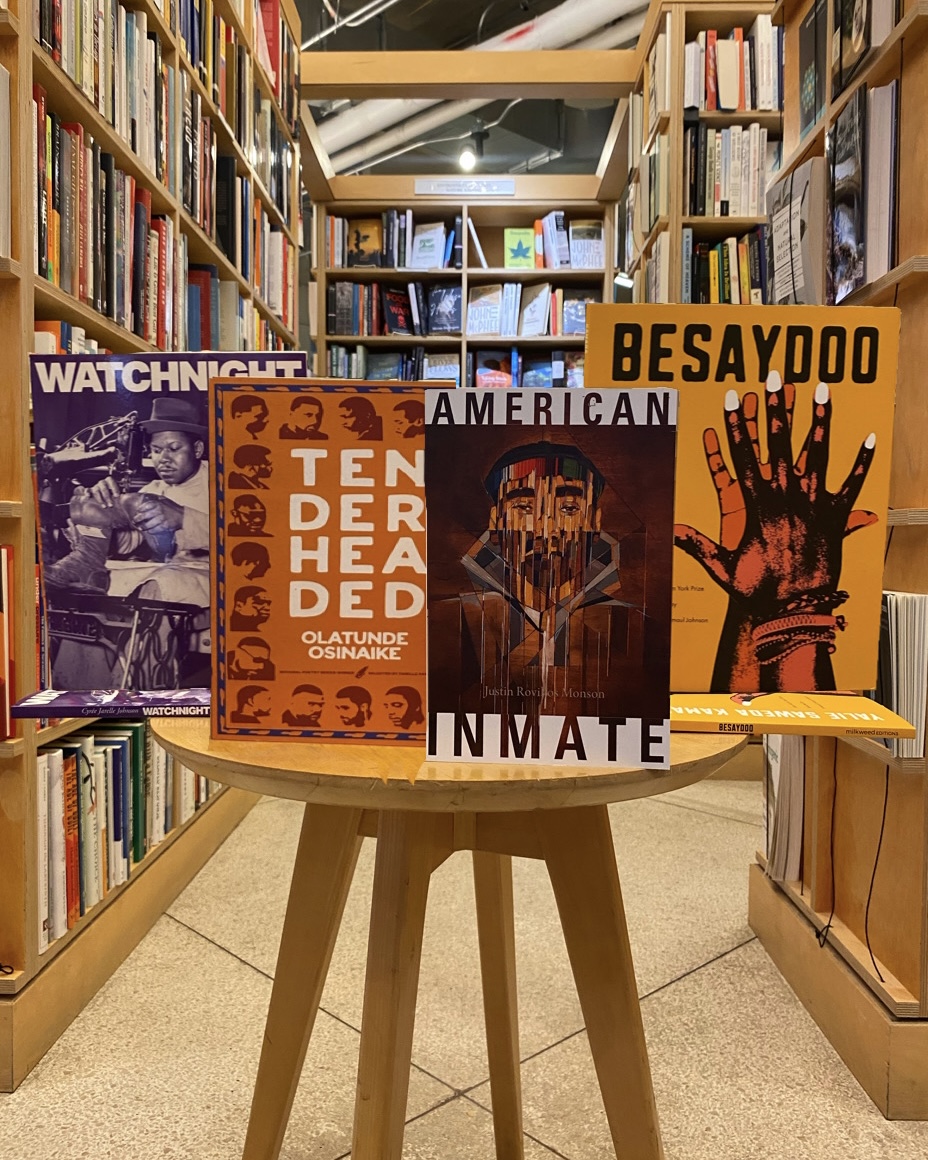 Celebrate National Poetry Month with us by uplifting the voices of poets who teach us about humanity. These poets speak through cages, bars, and borders critically examining the systems that govern us. Stop in to browse our ever-bustling poetry collection, or shop online anytime.