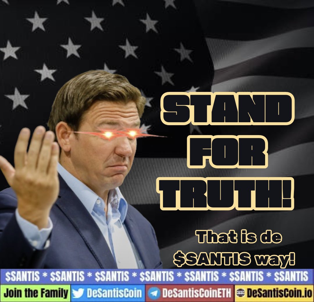 $SANTIS mascot Ron DeSantis STANDS FOR TRUTH! 💪

☝️He is a natural heir to #DonaldTrump who owns #TruthSocial. 

🤝 Santis pledged to help raise money for #MAGA2024, and together as #TrumpVP 🥇pick, will eventually #DrainTheSwamp this time! 

🌐 DESANTISCOIN.IO