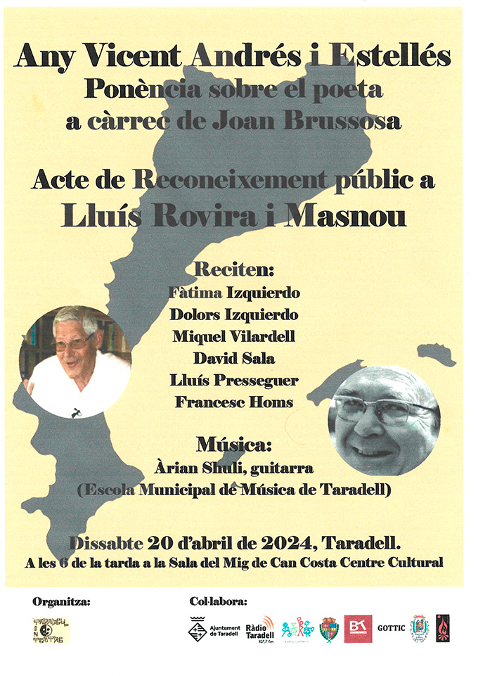 Tint Taradell Teatre organitza un acte dins el Centenari de Vicent Andrés Estellés que reconeixerà Lluís Rovira taradell.com/2024/04/17/tin… #Taradell #Osona