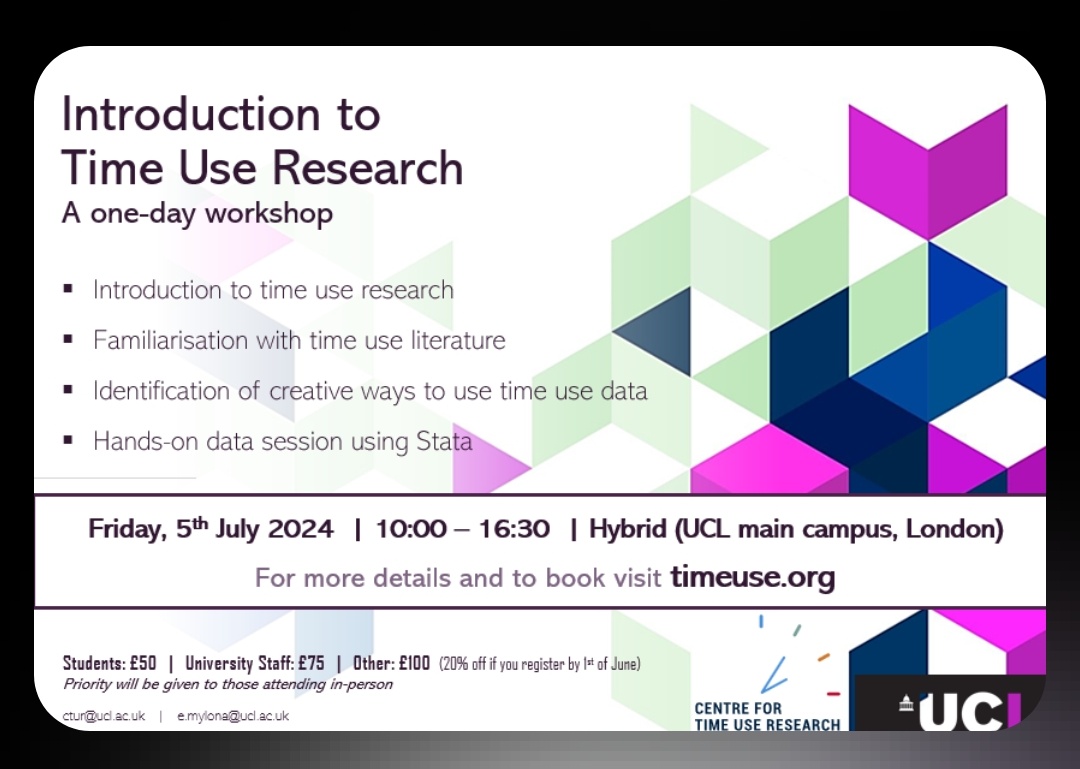 Visit our website and book your place now! #timeuseworkshop #timeuseresearch #timeuse timeuse.org
