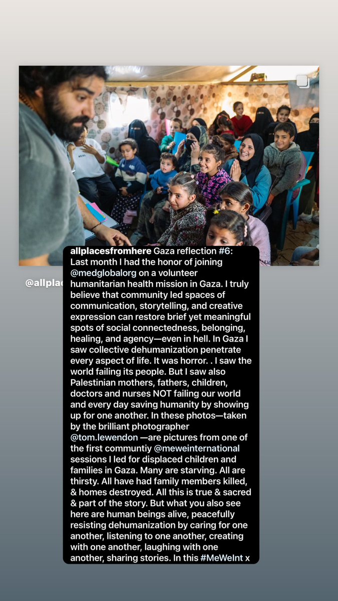 mohsindin's tweet image. Was in Gaza last month on a volunteer health humanitarian mission w/ @MedGlobal. I led @MeWeIntl storytelling x psychosocial support activities. I saw bombs falling. Daily I saw starving families. I saw dehumanization. But I also saw the power of community &amp;amp; social connectedness.