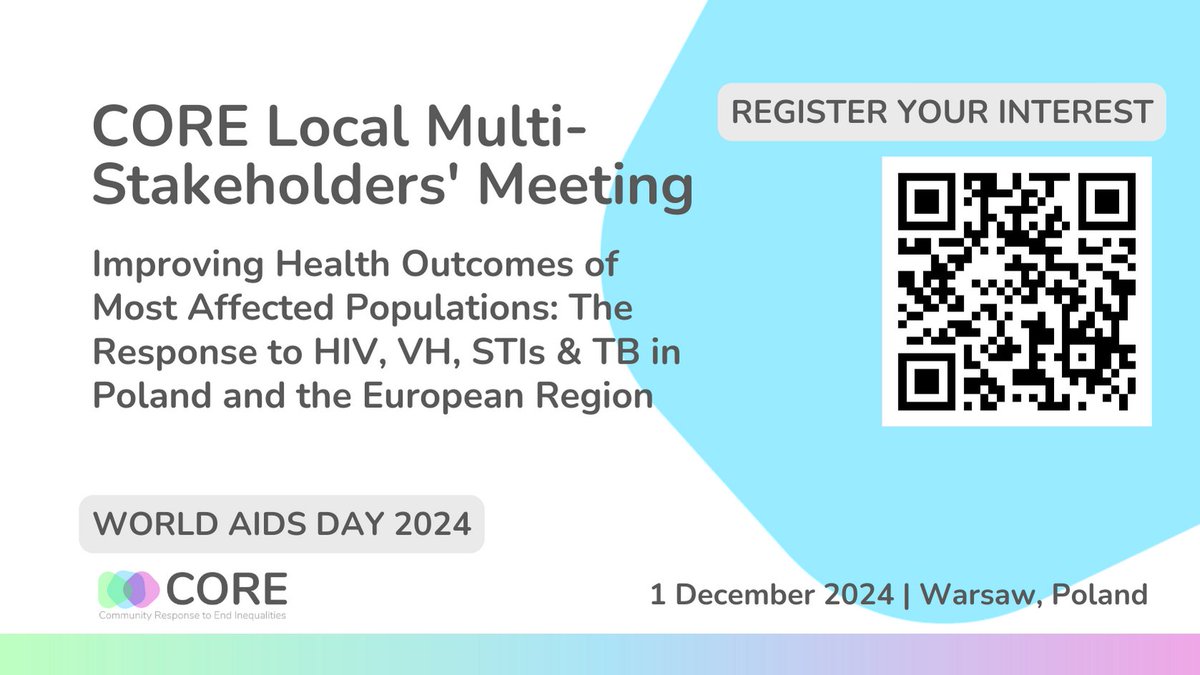 #SaveTheDate #CORE Local Multi-Stakeholders' Meeting | Improving Health Outcomes of Most Affected Populations: The Response to HIV, VH, STIs & TB in Poland and the European Region 1 December 2024 | Warsaw 🔻 Register your interest today eatg.org/events/core-lo… #EU4Health