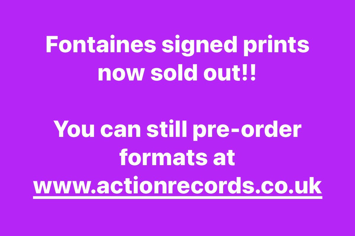 Fontaines signed prints now sold out!

You can still pre-order formats at actionrecords.co.uk