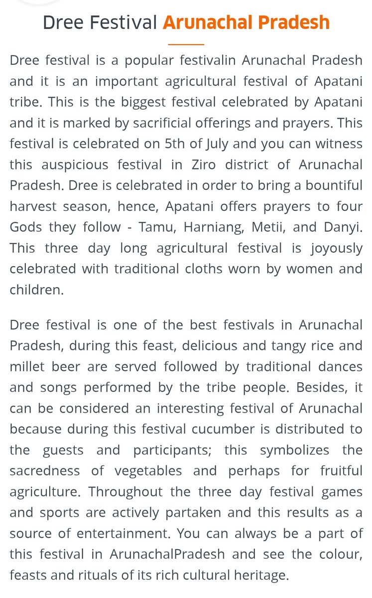 UpscScreenshots's tweet image. #Festivals in India Series. 
#Dree festival #ArunachalPradesh . 
3 days long 
Agricultural festival 
#Apatani Tribes
#July month 
Read more about this festival. #UPSC2023 #UPSCresults #UPSC #UPSCResults2024