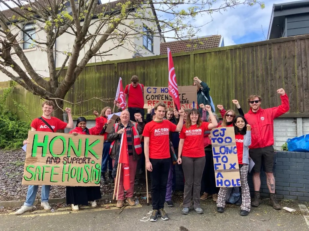 Justice for renters Nathaniel & Poppy! On 4th April we marched on CJHole for leaving their tenants with asthma-inducing damp, mould, leaks, holes & more for far too long. Ahead of negotiations we won, sign the petition calling for £5k compensation! acornuk.good.do/.../justice-fo…