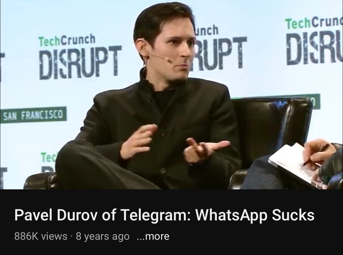 gabssee's tweet photo. my idea of unwinding now is watching @telegram’s fine-ass founder shit on @WhatsApp https://t.co/i3A64DL2tD