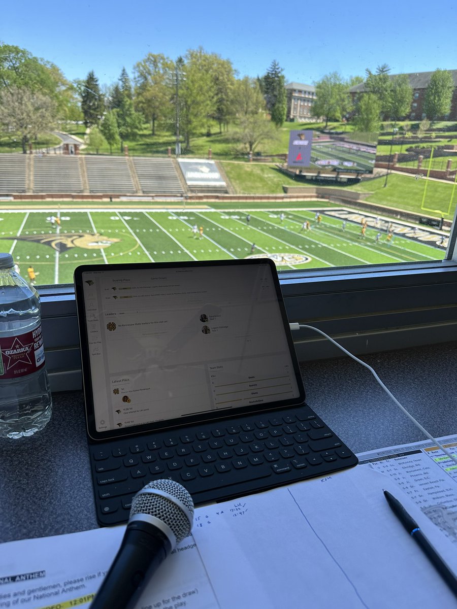 The view from the PA booth here at Hunter Stadium on a beautiful day for @LUwomensLax vs. @KSUOwlsLAX!

#NewLevel #ASUNWLAX #CollegeLacrosse #NCAALacrosse