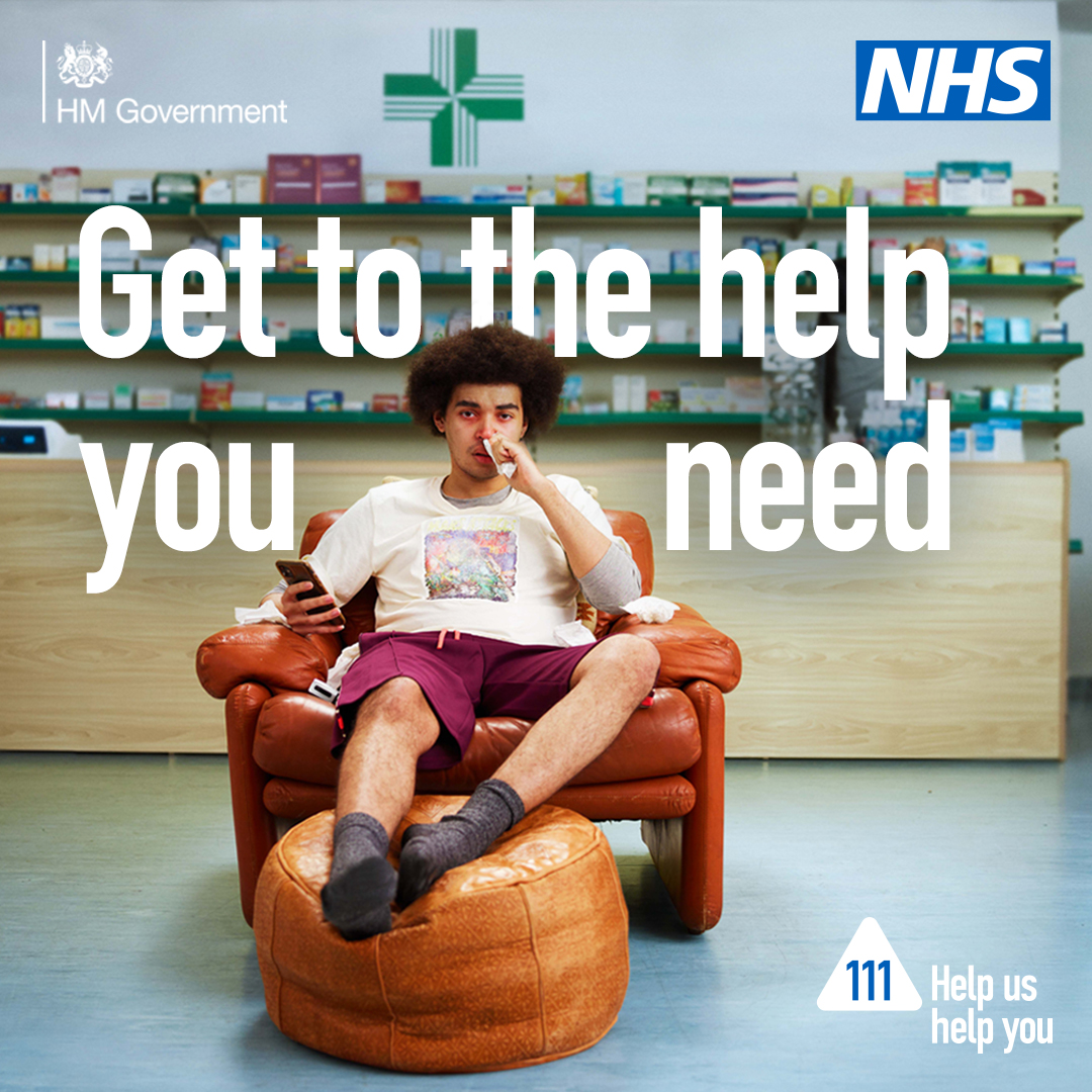 Use 111 online to get assessed and directed to the right place for you, like a consultation with a pharmacist. ➡️ 111.nhs.uk