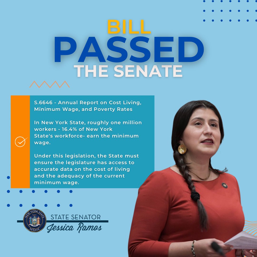 Passed the @NYSenate ✅ This week, @cornellilr’s Wage Atlas Tool issued a staggering report: only half of working NYers earn a living wage. This bill requires the DOL to collect & share data with the legislature on the true cost of living & scale of poverty in our state.